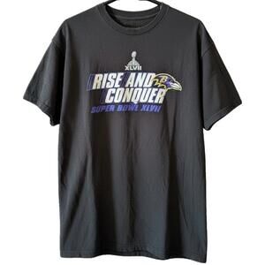 NFL Baltimore Ravens 2012 Tee Large Super Bowl XLVII Rise Conquer Black Football